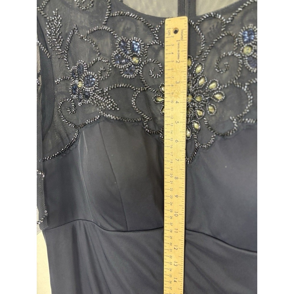 Xscape Plus Size 16W Long Formal Dress Beaded Sequin Illusion Neck Gown Evening - Picture 10 of 14